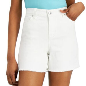 Style & Co. Women's White Denim Frayed-Hem Casual Shorts NWT